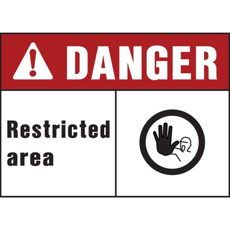 HY-KO Danger Restricted Area Sign 10" x 14", 5PK, A20361 A20361